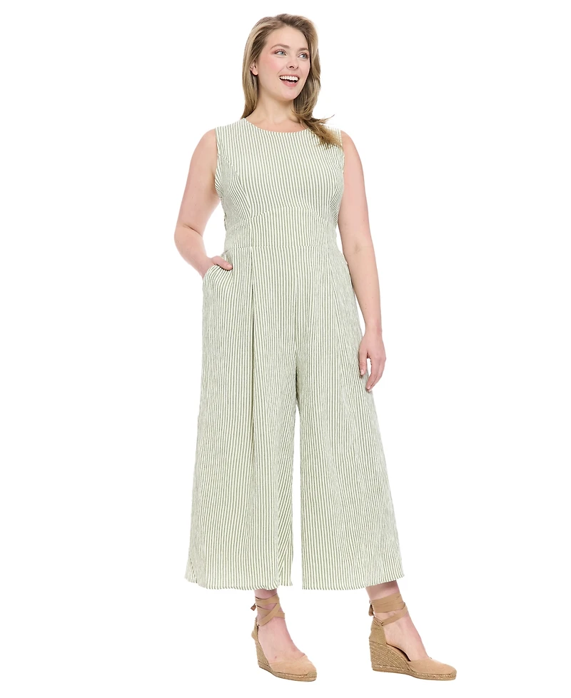 London Times Plus Sleeveless Crewneck Jumpsuit