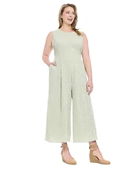 London Times Plus Sleeveless Crewneck Jumpsuit