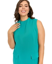 London Times Plus Sleeveless High-Neck Short Dress