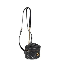 Pre-Owned Gucci Black Calfskin Matelasse Mini Gg Marmont Round Backpack