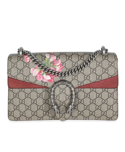 Pre-Owned Gucci Beige Multicolor Dry Rose Gg Supreme Canvas Blooms Medium Dionysus Bag