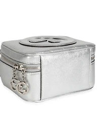 Pre-Owned Gucci Silver Metallic Sakai Be Green Calfskin Diagonal Stitched Blondie Top Hand