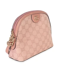 Pre-Owned Gucci Pink Gg Canvas Small Dome Ophidia Crossbody Bag