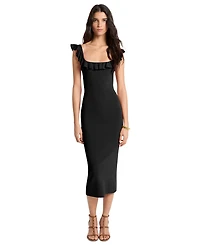 Michael Kors Women's Square Neck Ruffle Midi Dress