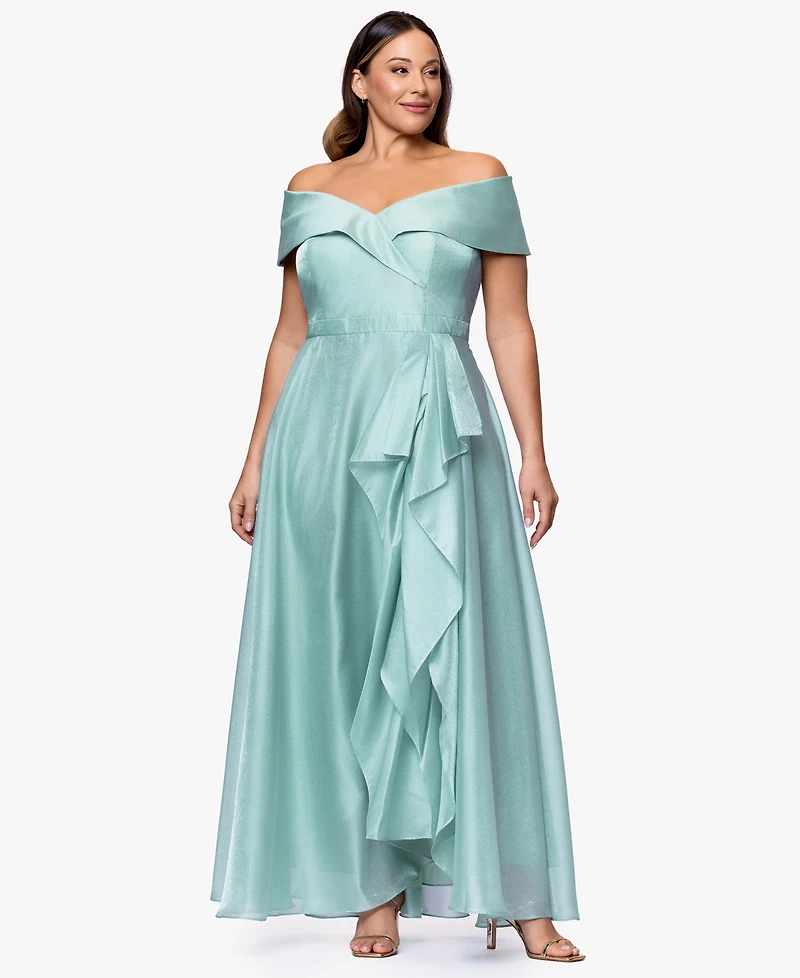 Xscape Plus Off-The-Shoulder Sleeveless Gown