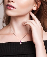 Macy's Cultured Freshwater Pearl, Pink Amethyst (1/2 ct t.w.) & Pink Topaz (1/5 ct. t.w.) Necklace in Sterling Silver