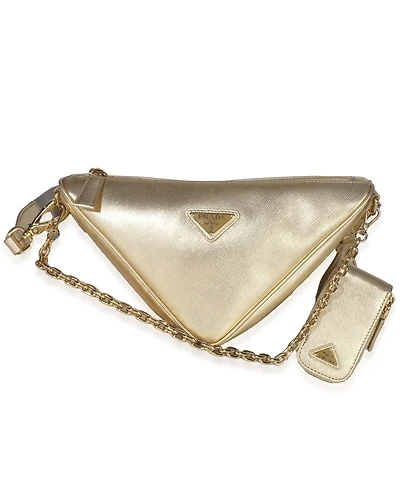 Pre-Owned Prada Platino Saffiano Lux Triangle Shoulder Bag