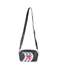 Pre-Owned Prada Black Pink Calfskin Banana Logo Crossbody Bag
