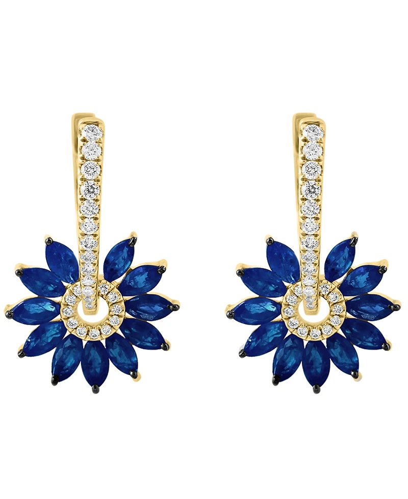Effy Collection Sapphire (1/2 ct. t.w.) & Diamond (1/4 ct. t.w.) Earrings in 14k Yellow Gold