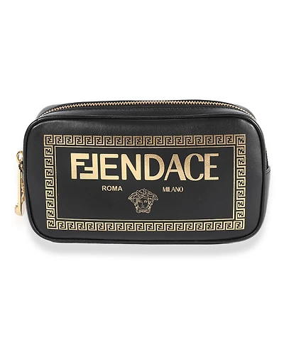 Pre-Owned Fendi x Versace Fendace Black Logo Print Camera Case