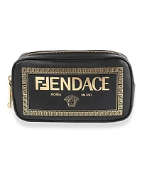 Pre-Owned Fendi x Versace Fendace Black Logo Print Camera Case