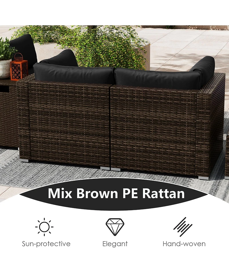 Gymax Set Of 7 Furniture w/32'' Fire Pit Table and Propane Tank Cover Outdoor