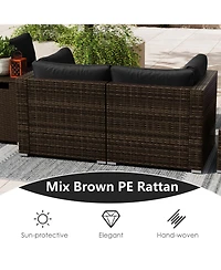 Gymax Set Of 7 Furniture w/32'' Fire Pit Table and Propane Tank Cover Outdoor