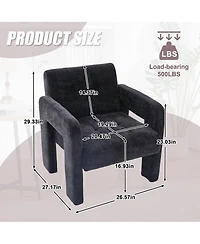 Rainsken Modern Accent Chair, Chenille Fabric Upholstered Armchair, Single Lounge Chair for Living Room, Bedroom and Reading Nook