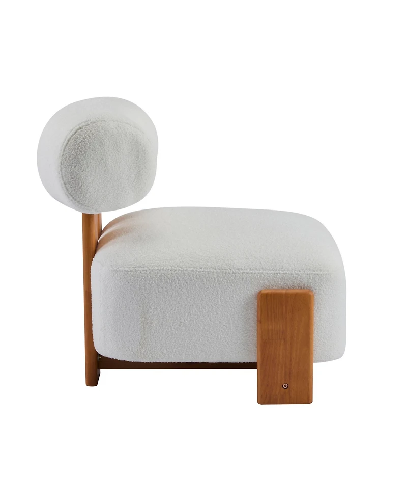 Rainsken Modern Boucle Lounge Chair, 27.25" Upholstered Accent Chair with Solid Wood Frame and Rolled Backrest for Living Room, Bedroom