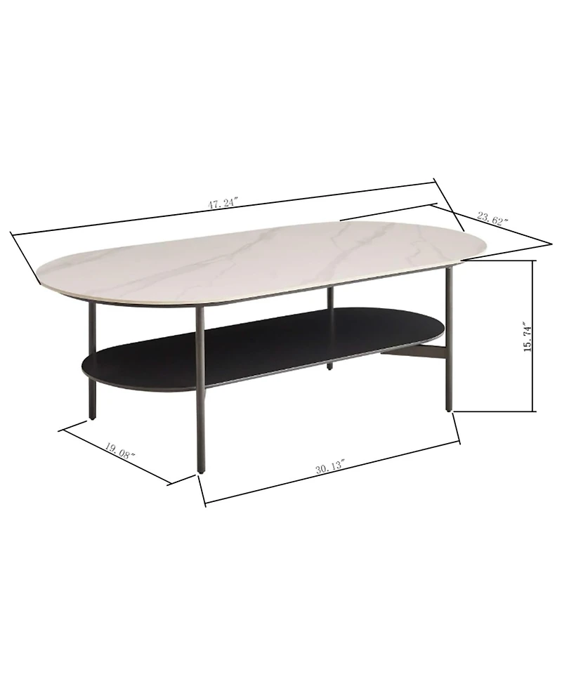 Rainsken Oval Double Layer Coffee Table