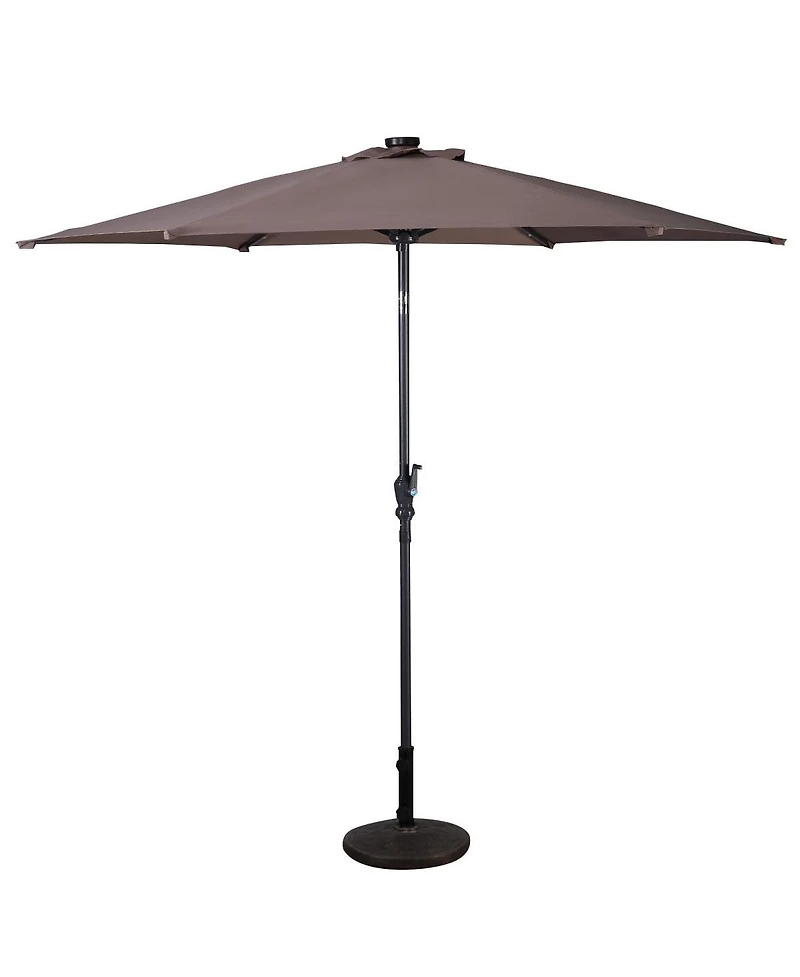 Sugift 9FT Patio Solar Umbrella Led Patio Market Steel Tilt With Crank Outdoor New-Tan