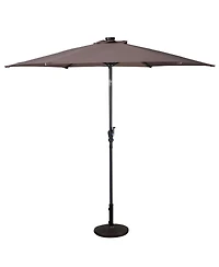 Sugift 9FT Patio Solar Umbrella Led Patio Market Steel Tilt With Crank Outdoor New-Tan