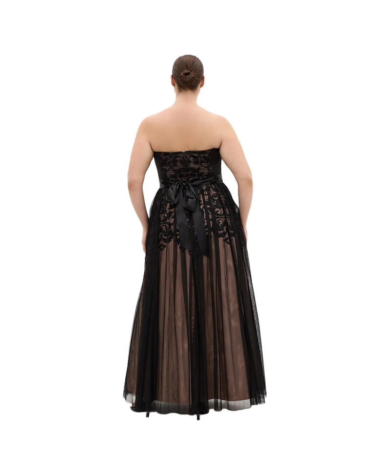 City Chic Plus Embroidered Tulle Maxi Dress