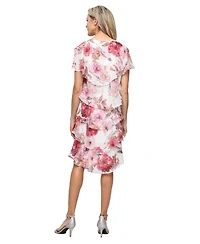 Sl Fashions Women's Printed V-Neck Tier Dress