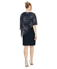 Sl Fashions Women's Crewneck Mini Sheath Dress