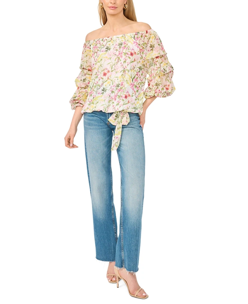 Vince Camuto Women's Off-The-Shoulder Long-Bubble-Sleeve Top