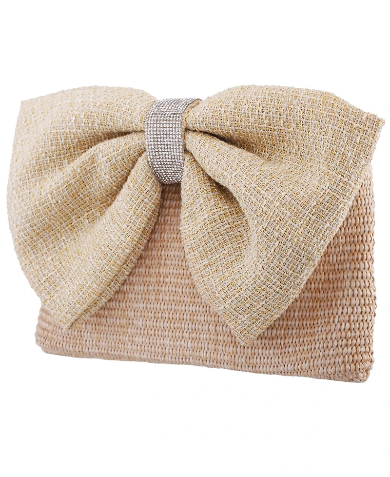 Nina Tula Straw Bow Small Satchel Handbag