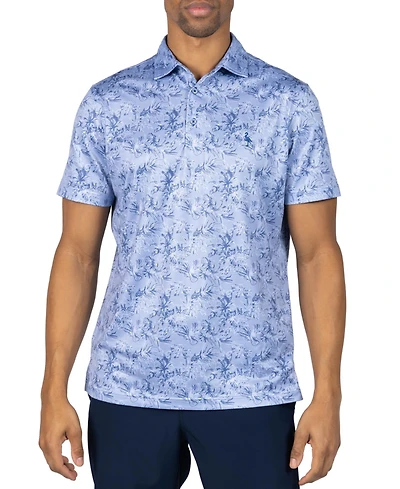 Tailorbyrd Men's Vintage Tropical Printed Mesh Performance Polo