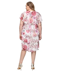 Sl Fashions Plus V-Neck Embellished Tiered A-Line Dress