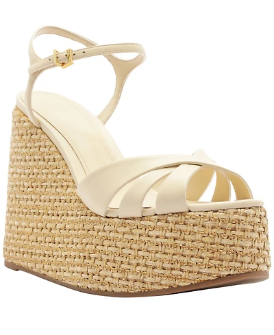 Schutz Women's Keefa Round Toe Wedge Sandals