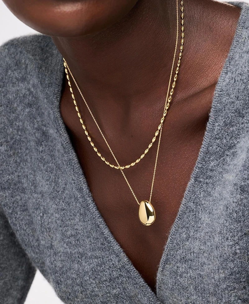Ana Luisa 14k Gold-Plated Pebble Blue Marble Pendant Necklace