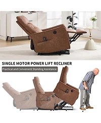 Maison Boucle Pu Leather Lift Chair with Massage & Heat, Power Recliner for Elderly with Usb Port, Remote Control, Heavy Duty Base-Maison Boucle