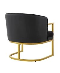 Rainsken Accent Chair, Upholstered Faux Rabbit Fur Armchair with Gold Metal Frame and Curved Backrest Support for Living Room, Bedroom