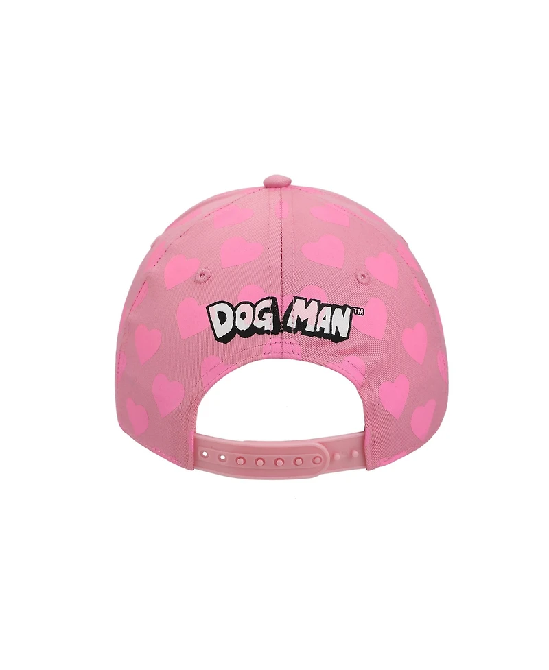 Dog Man Girls Glitter Heart Youth Pink Traditional Adjustable Hat