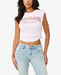 True Religion Women's Crystal Side Ruch Baby Top
