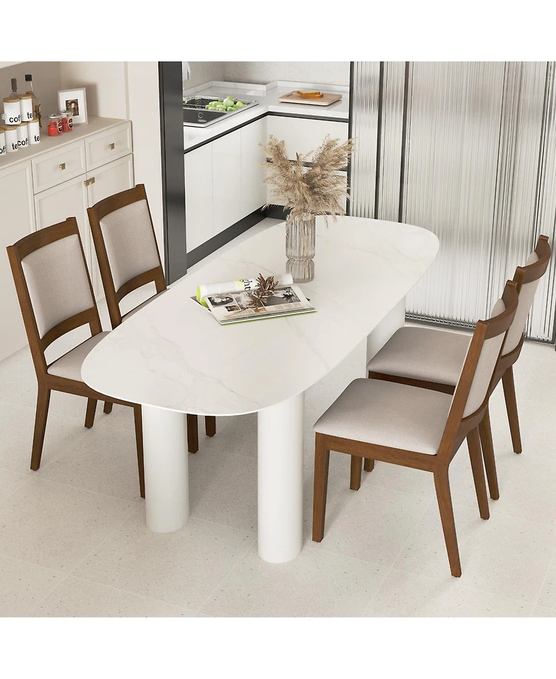 Gymax Modern Dining Chair Set of 4 Upholstered Kitchen Chair w/ Padded Backrest and Seat