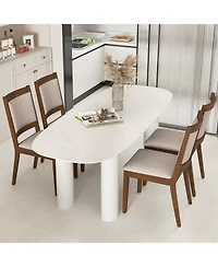Gymax Modern Dining Chair Set of 4 Upholstered Kitchen Chair w/ Padded Backrest and Seat
