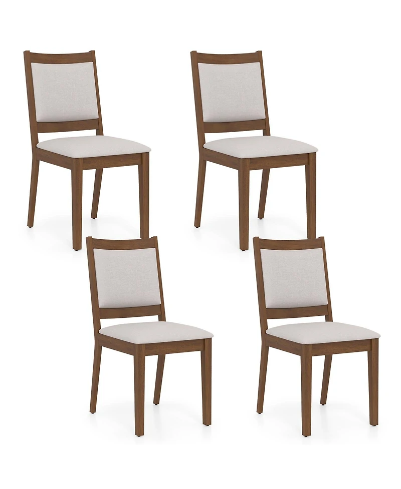 Gymax Modern Dining Chair Set of 4 Upholstered Kitchen Chair w/ Padded Backrest and Seat