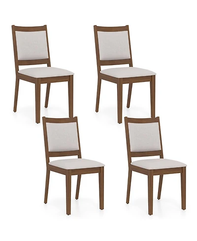 Gymax Modern Dining Chair Set of 4 Upholstered Kitchen Chair w/ Padded Backrest and Seat