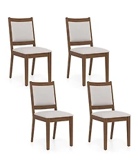 Gymax Modern Dining Chair Set of 4 Upholstered Kitchen Chair w/ Padded Backrest and Seat