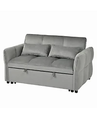 Maison Boucle 3-in-1 Velvet Pull Out Sleeper Sofa Bed with Adjustable Backrest