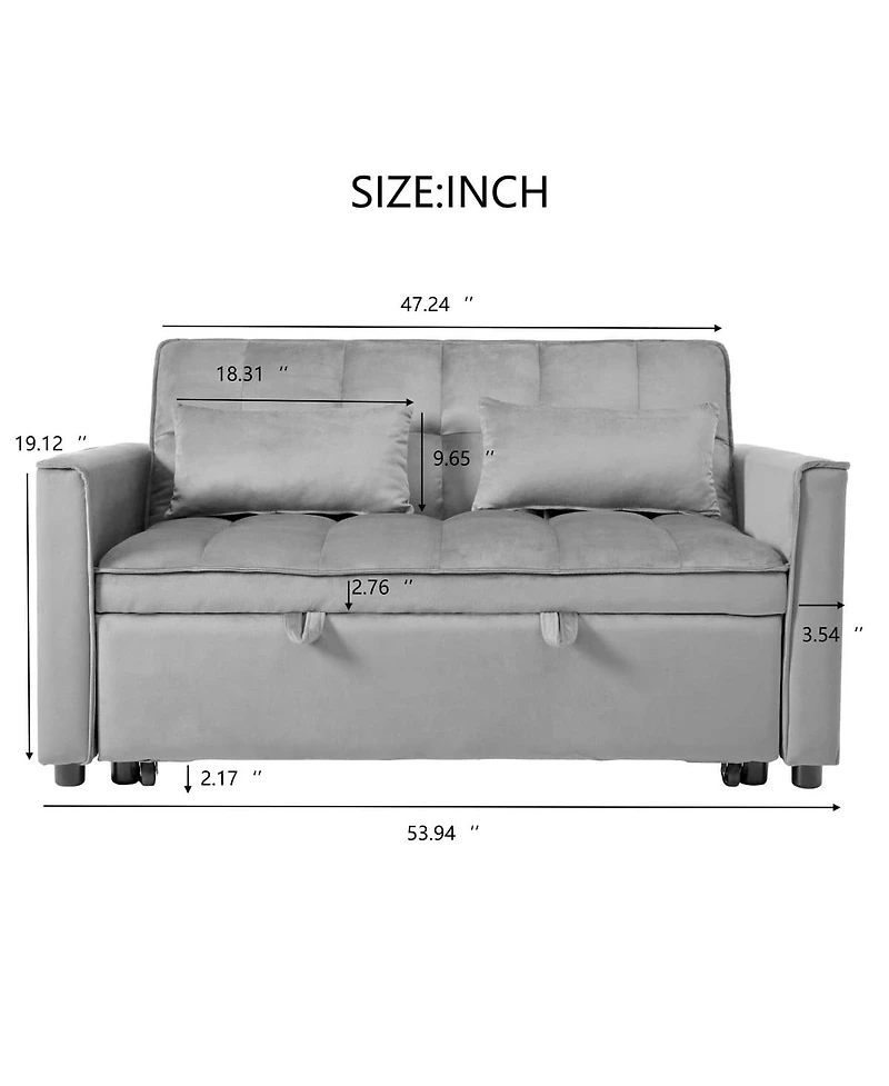 Maison Boucle Velvet Convertible Sofa Bed with Backrest and Pillows for Small Space