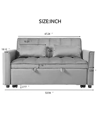 Maison Boucle Velvet Convertible Sofa Bed with Backrest and Pillows for Small Space