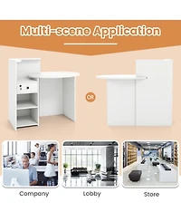 Sugift Reception Office Desk with Open Shelf and Lockable Drawer