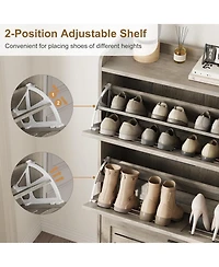 Homfan Shoe Cabinet Storage for Entryway, Narrow with 3 Flip Drawers, Freestanding Hidden Slim Organizer Hooks