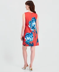 Tahari Asl Women's Floral-Print Scoop-Neck Sheath Dress
