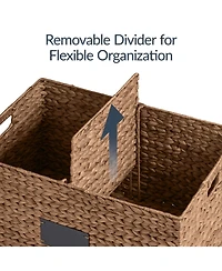 Best Choice Products Rolling Pantry Storage Basket Organizer W/ Chalkboard Label, Handles, Removable Divider - Chestnut