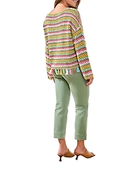 Tribal Women's Stripe Bell-Sleeve Sweater