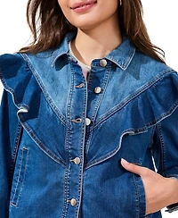 Tribal Women's Fashion Crop Denim Jacket