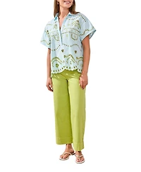 Tribal Women's Embroidered Poplin Short-Sleeve Top